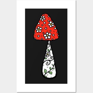 Flower Vine Red Mushroom Posters and Art